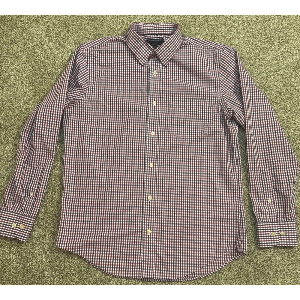 Banana Republic Non-Iron Classic Fit Cotton Check Dress Shirt Med. 15 1/2 33-34